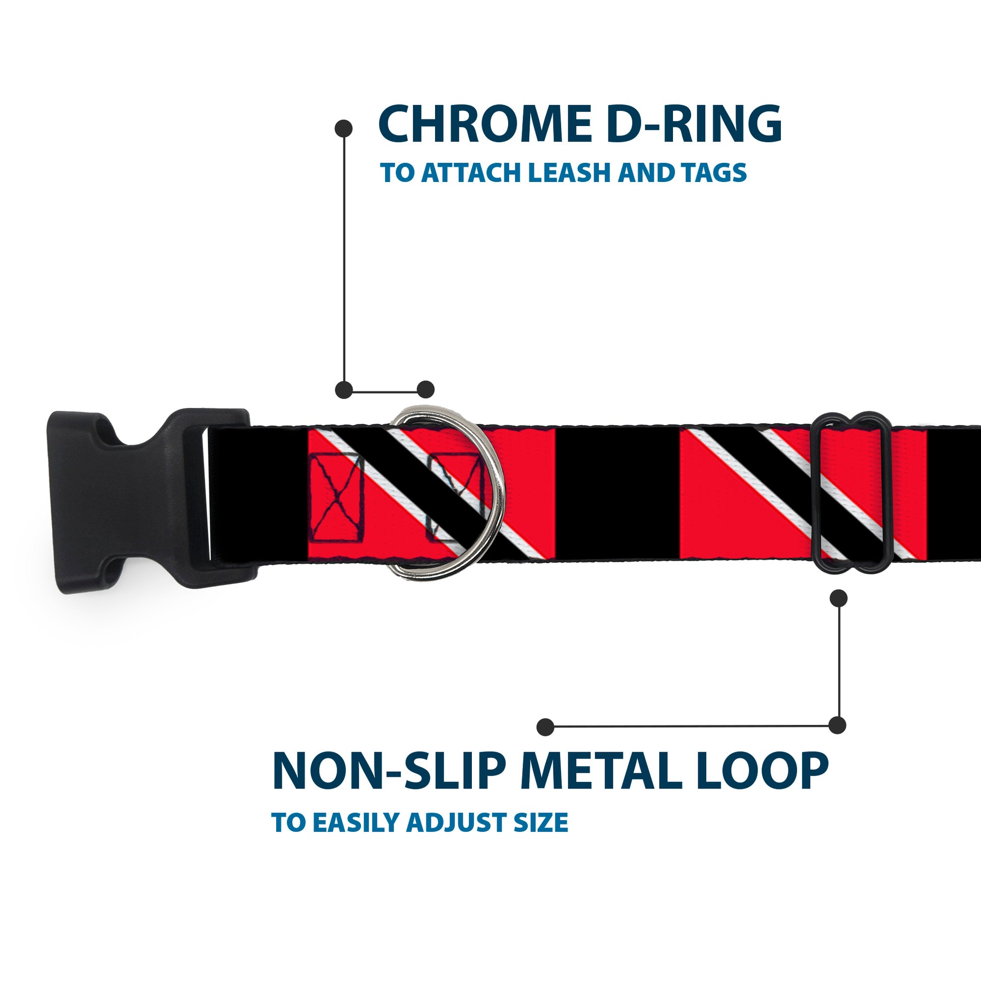 Plastic Clip Collar - Trinidad & Tobago Flags/Black Block Plastic Clip Collars Buckle-Down