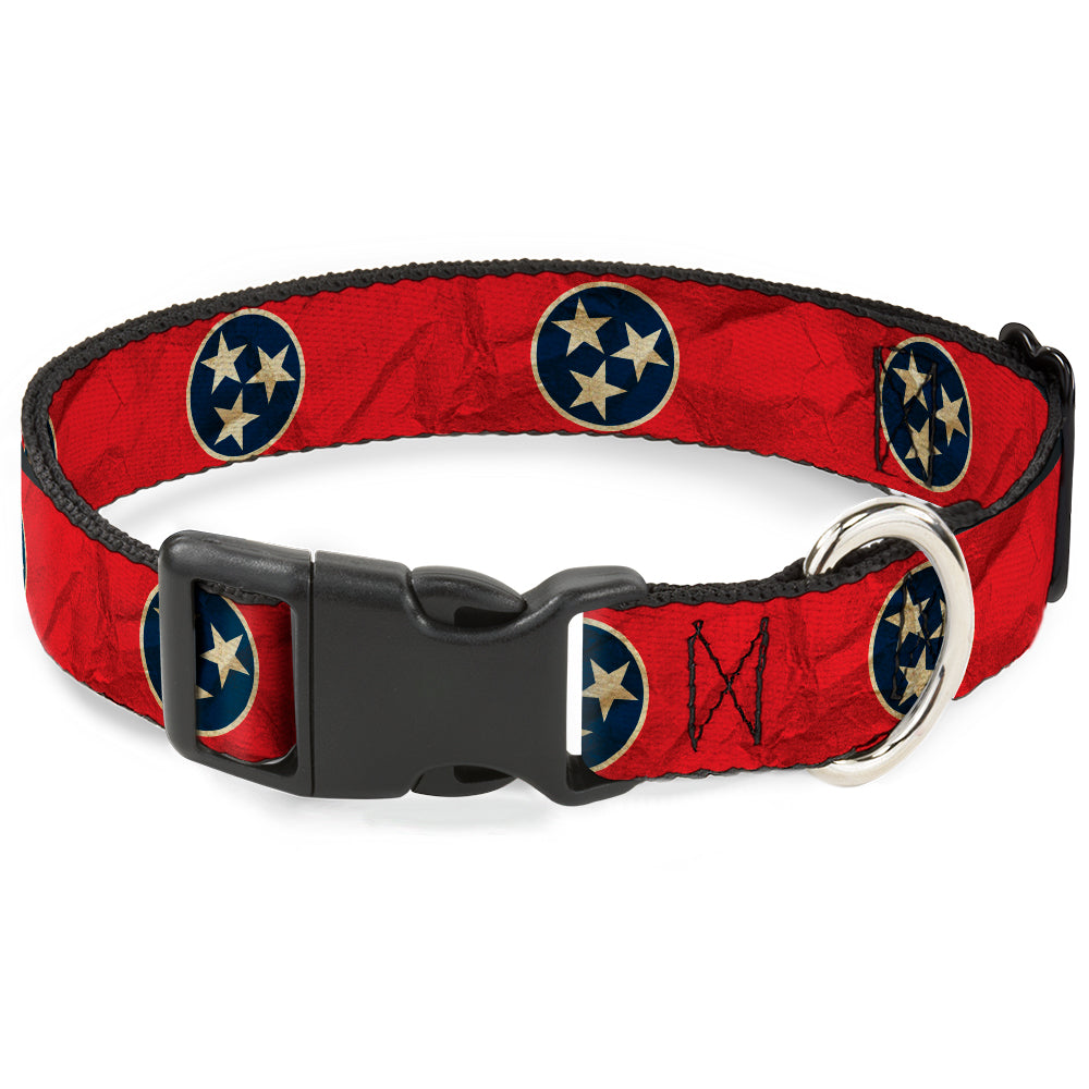 Plastic Clip Collar - Tennessee Flag Stars CLOSE-UP Distressed Plastic Clip Collars Buckle-Down