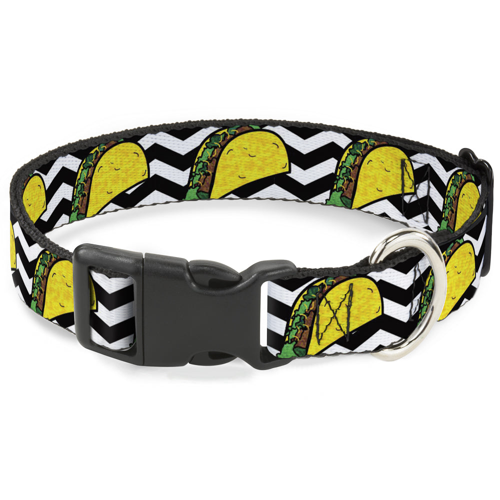 Plastic Clip Collar - Taco/Chevron Black/White Plastic Clip Collars Buckle-Down