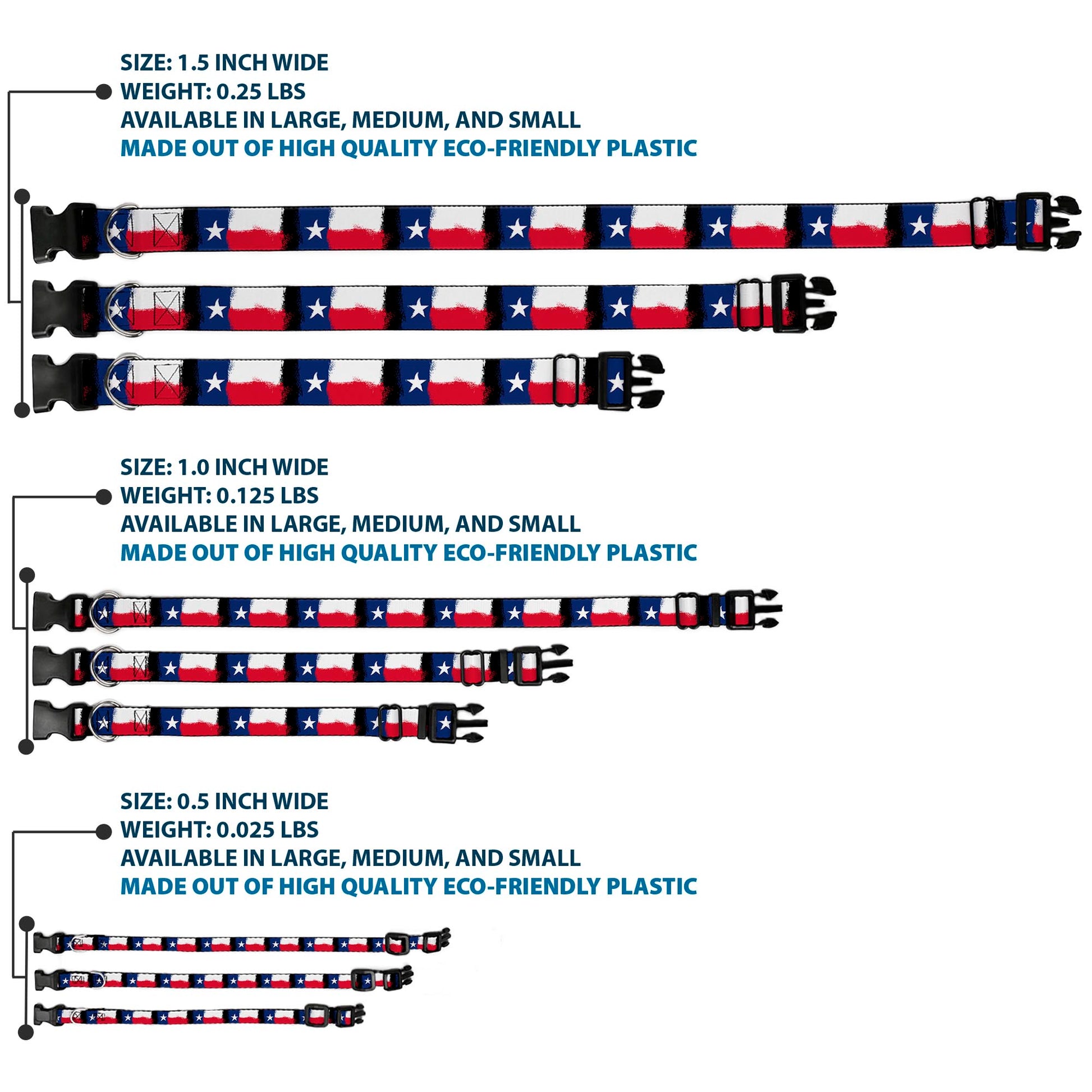 Plastic Clip Collar - Texas Flag Painting Plastic Clip Collars Buckle-Down