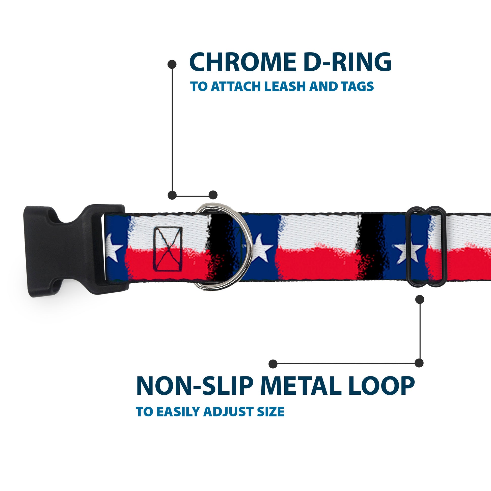Plastic Clip Collar - Texas Flag Painting Plastic Clip Collars Buckle-Down
