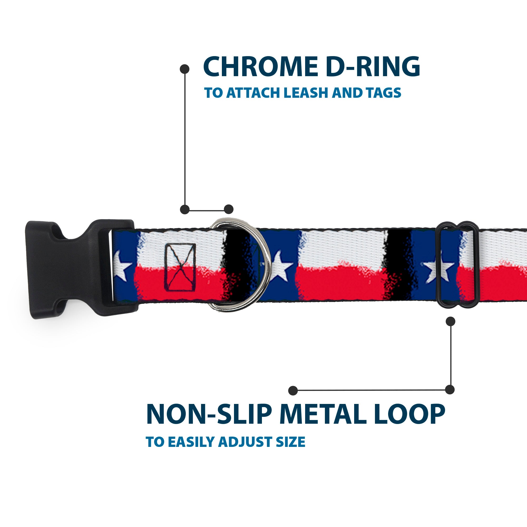 Plastic Clip Collar - Texas Flag Painting Plastic Clip Collars Buckle-Down