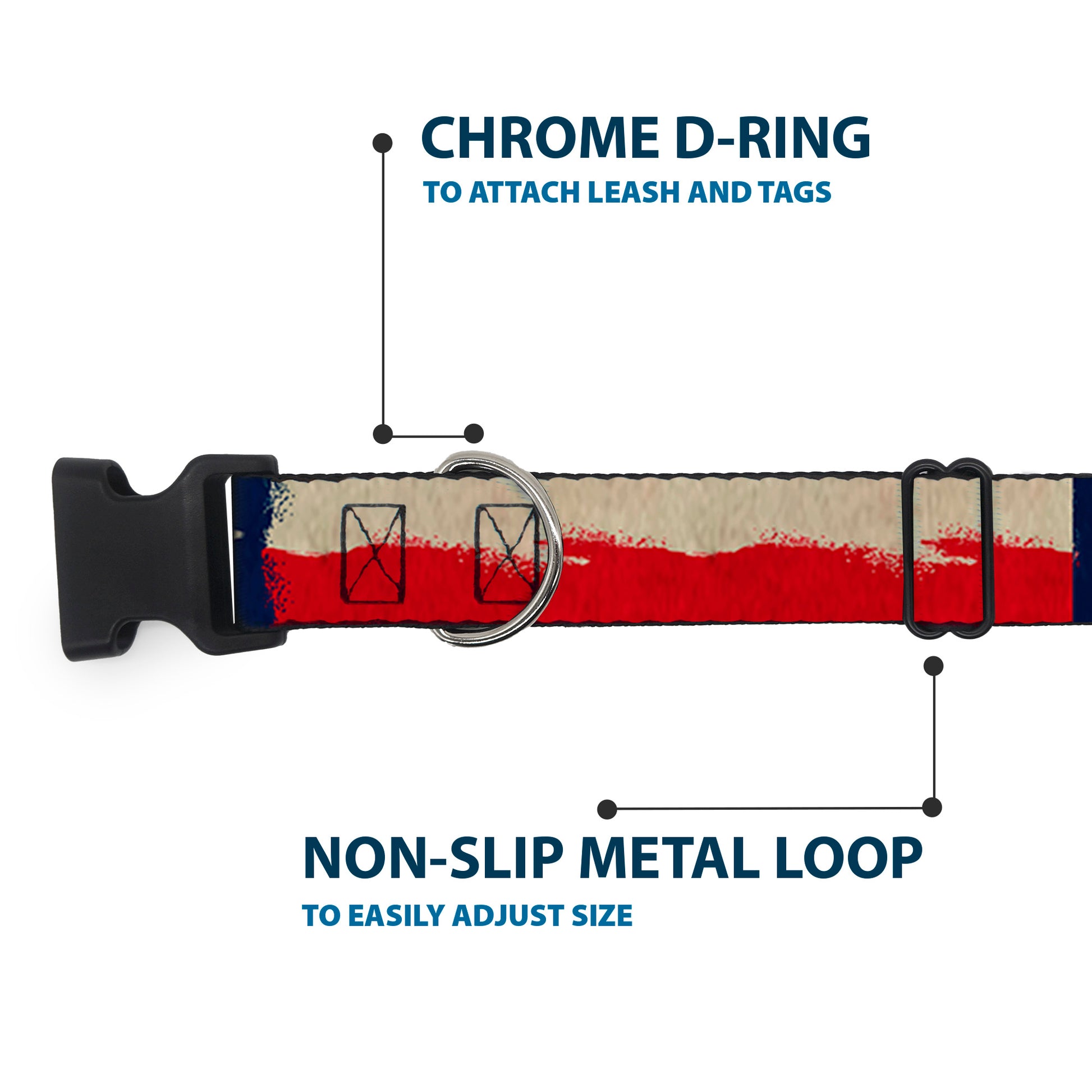 Plastic Clip Collar - Texas Flag CLOSE-UP Distressed Painting Plastic Clip Collars Buckle-Down