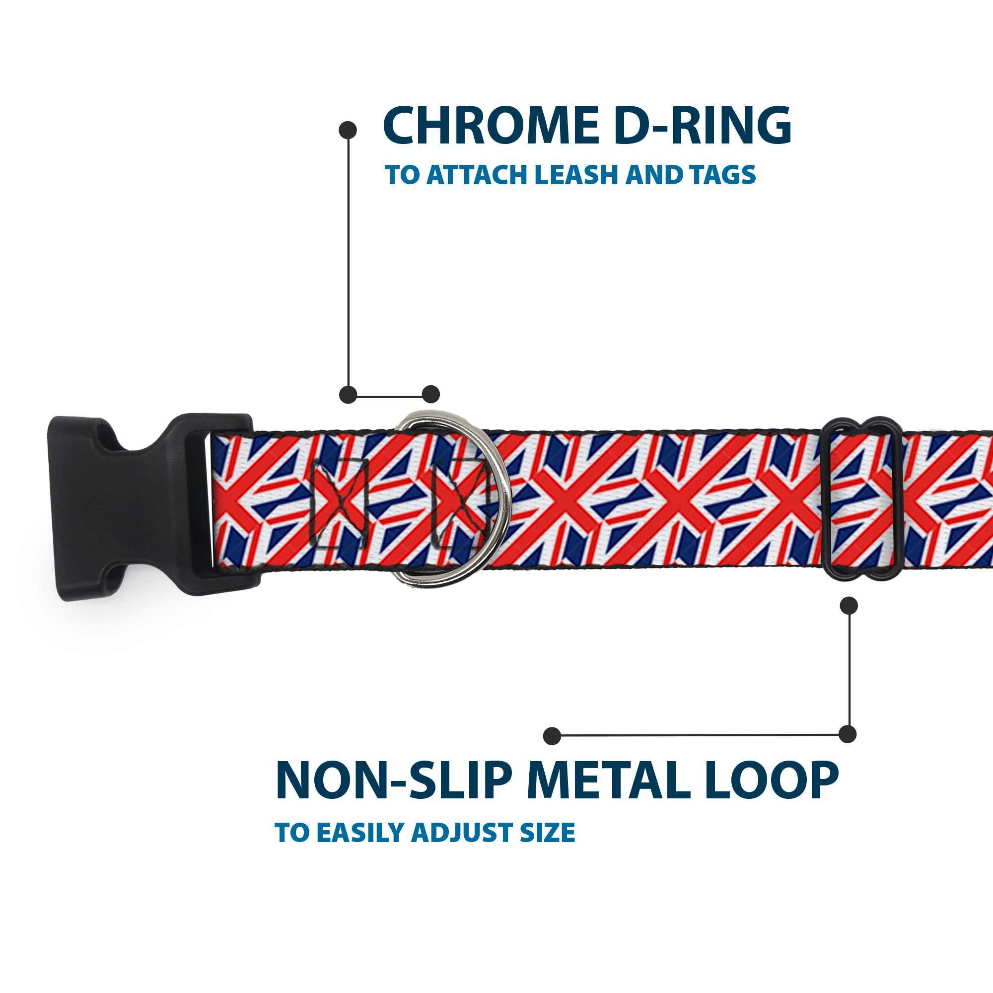 Plastic Clip Collar - United Kingdom Flags Diagonal Plastic Clip Collars Buckle-Down