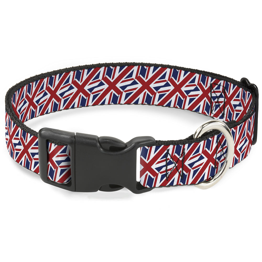 Plastic Clip Collar - United Kingdom Flags Diagonal Plastic Clip Collars Buckle-Down