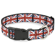 Plastic Clip Collar - United Kingdom Flags Weathered Plastic Clip Collars Buckle-Down