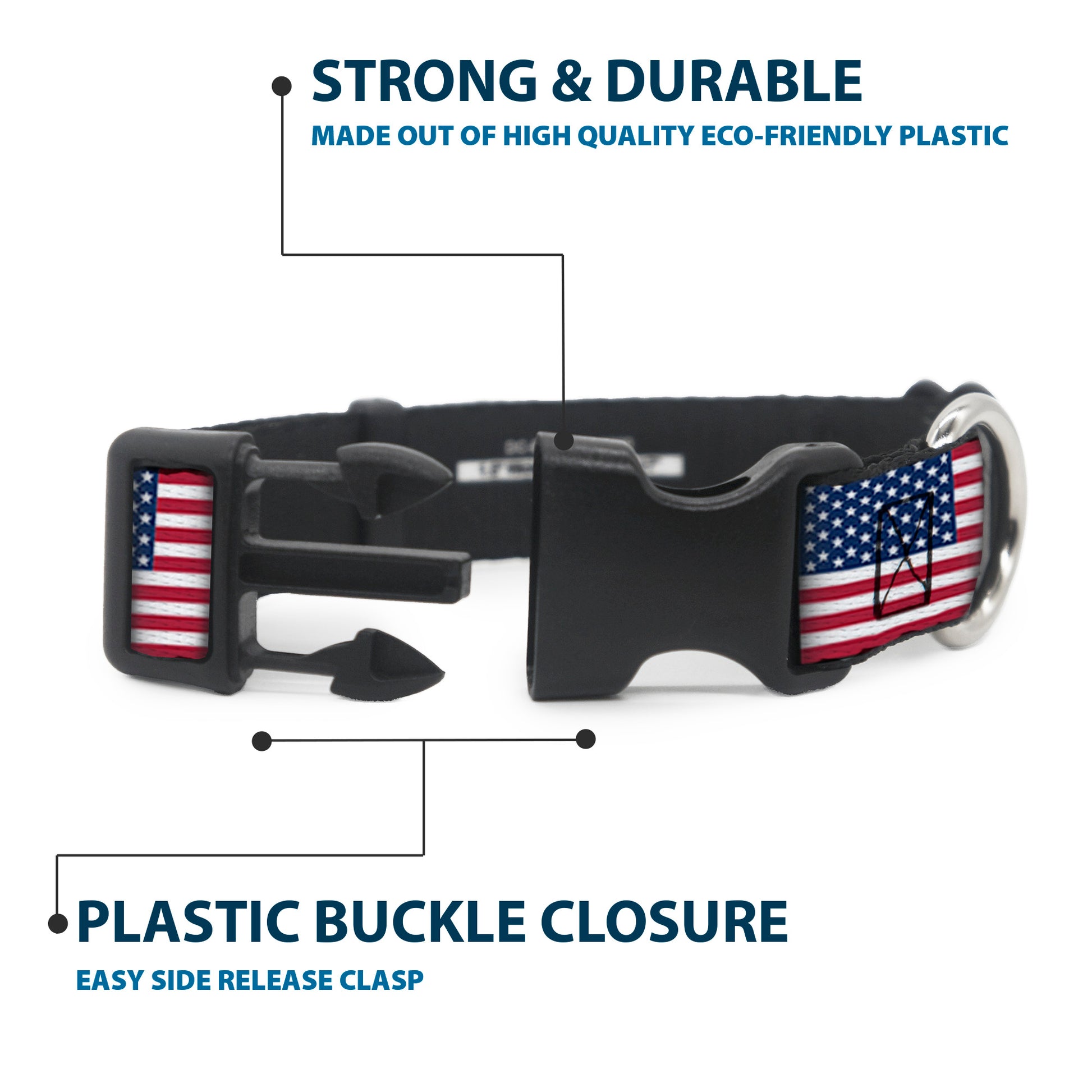Plastic Clip Collar - United States Flags Plastic Clip Collars Buckle-Down