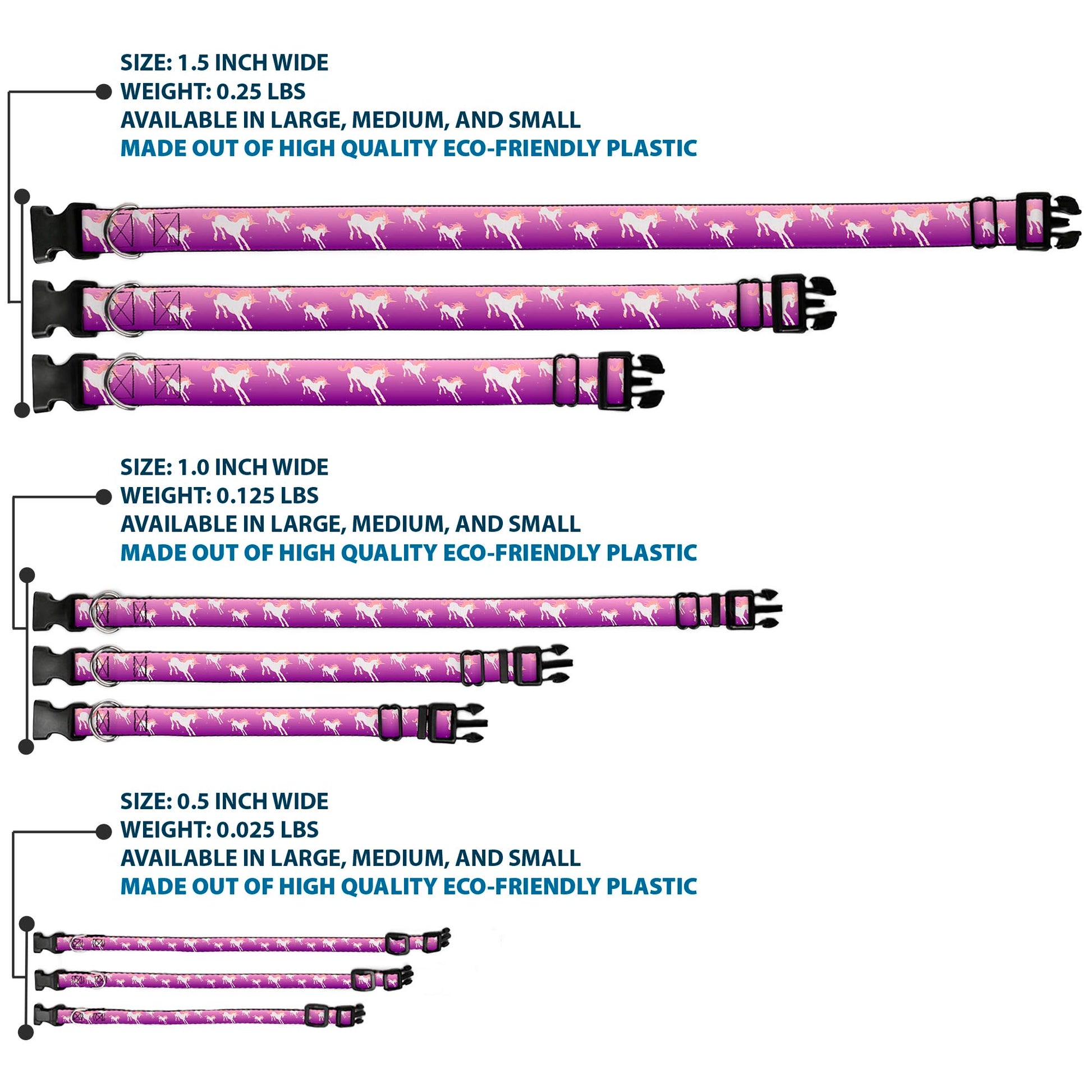 Plastic Clip Collar - Unicorn Sparkles Purple/Pink Plastic Clip Collars Buckle-Down