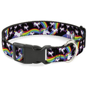 Plastic Clip Collar - Unicorns/Rainbow Swirl Black Plastic Clip Collars Buckle-Down