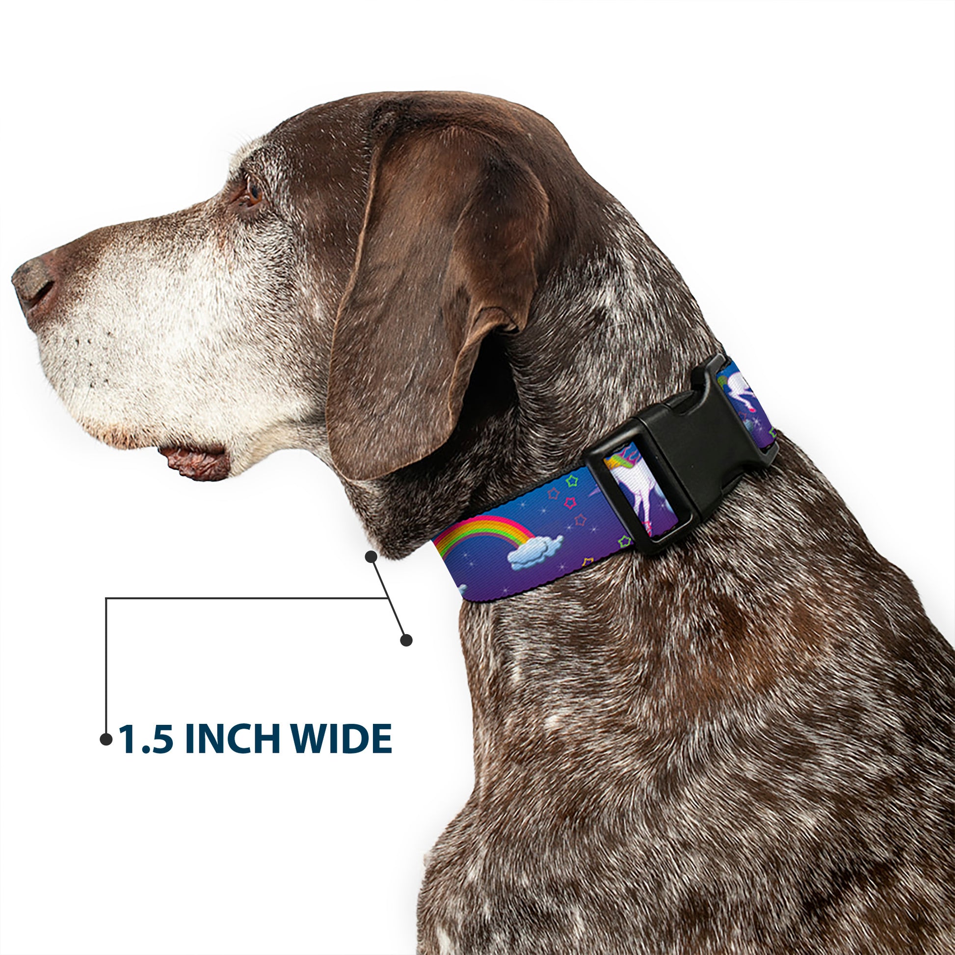 Plastic Clip Collar - Unicorns/Rainbows/Stars Blue/Purple Plastic Clip Collars Buckle-Down