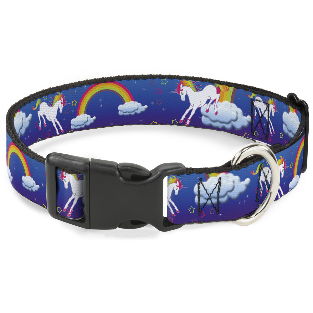 Plastic Clip Collar - Unicorns/Rainbows/Stars Blue/Purple Plastic Clip Collars Buckle-Down