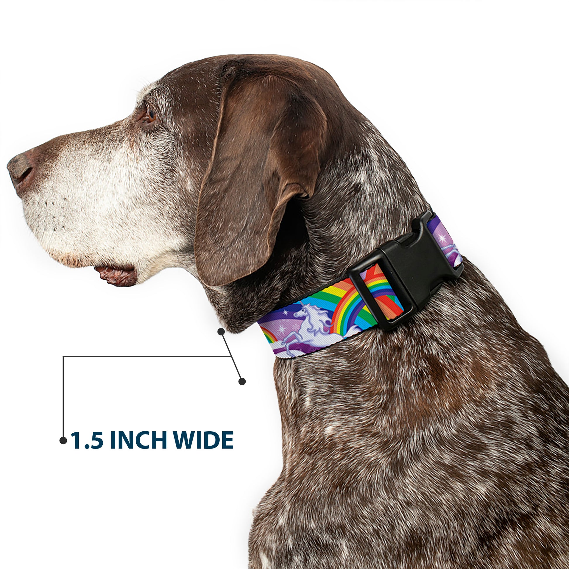 Plastic Clip Collar - Unicorns in Rainbows w/Sparkles/Purple Plastic Clip Collars Buckle-Down