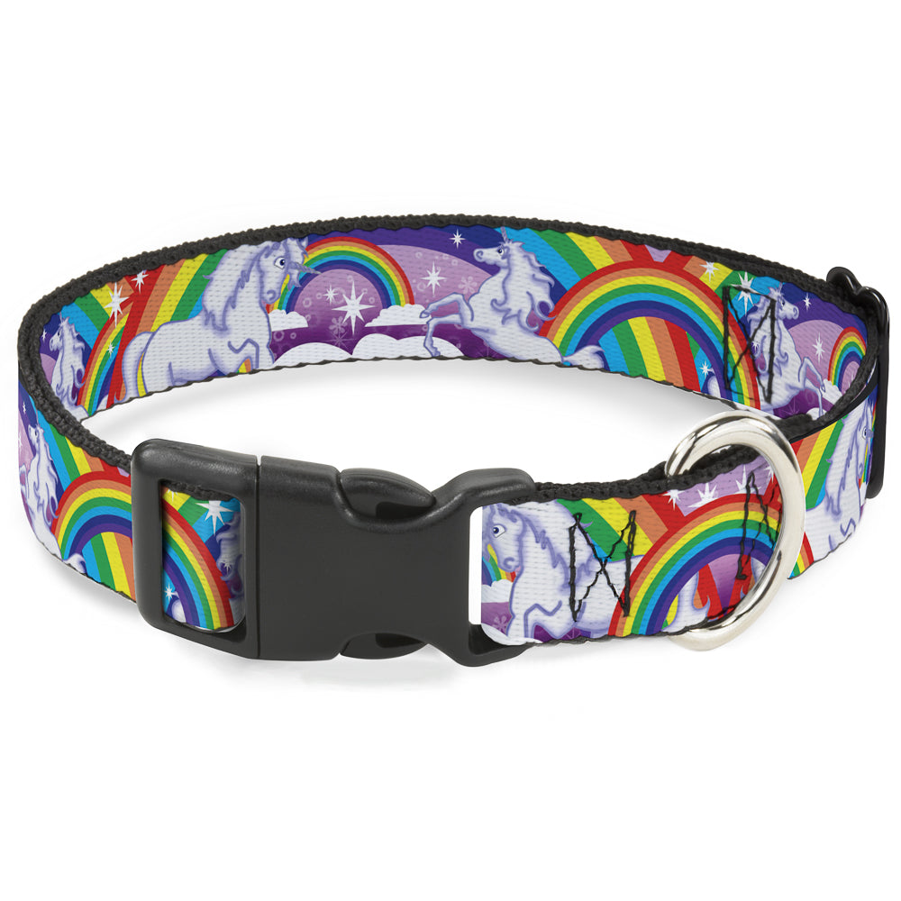 Plastic Clip Collar - Unicorns in Rainbows w/Sparkles/Purple Plastic Clip Collars Buckle-Down