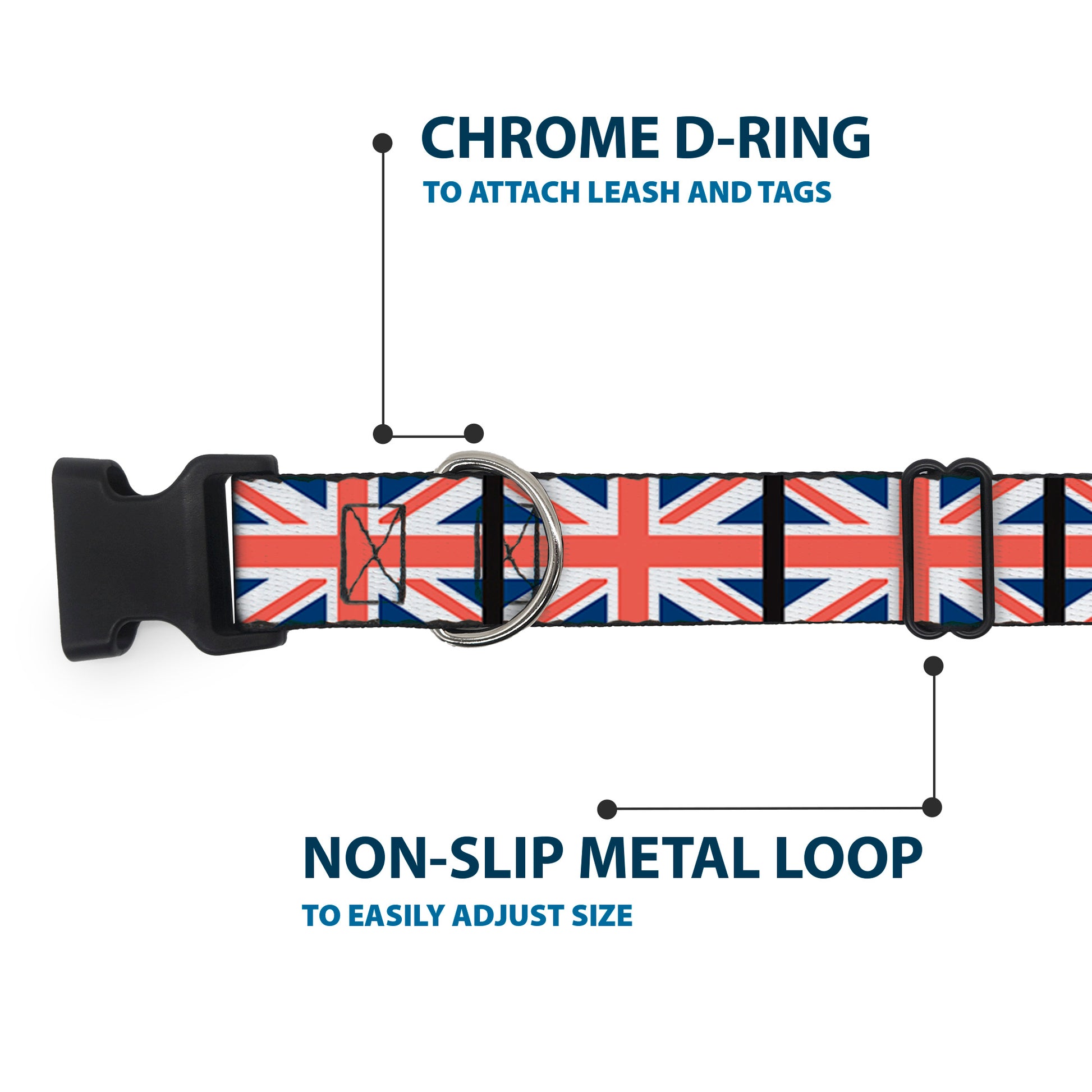 Plastic Clip Collar - United Kingdom Flags Plastic Clip Collars Buckle-Down