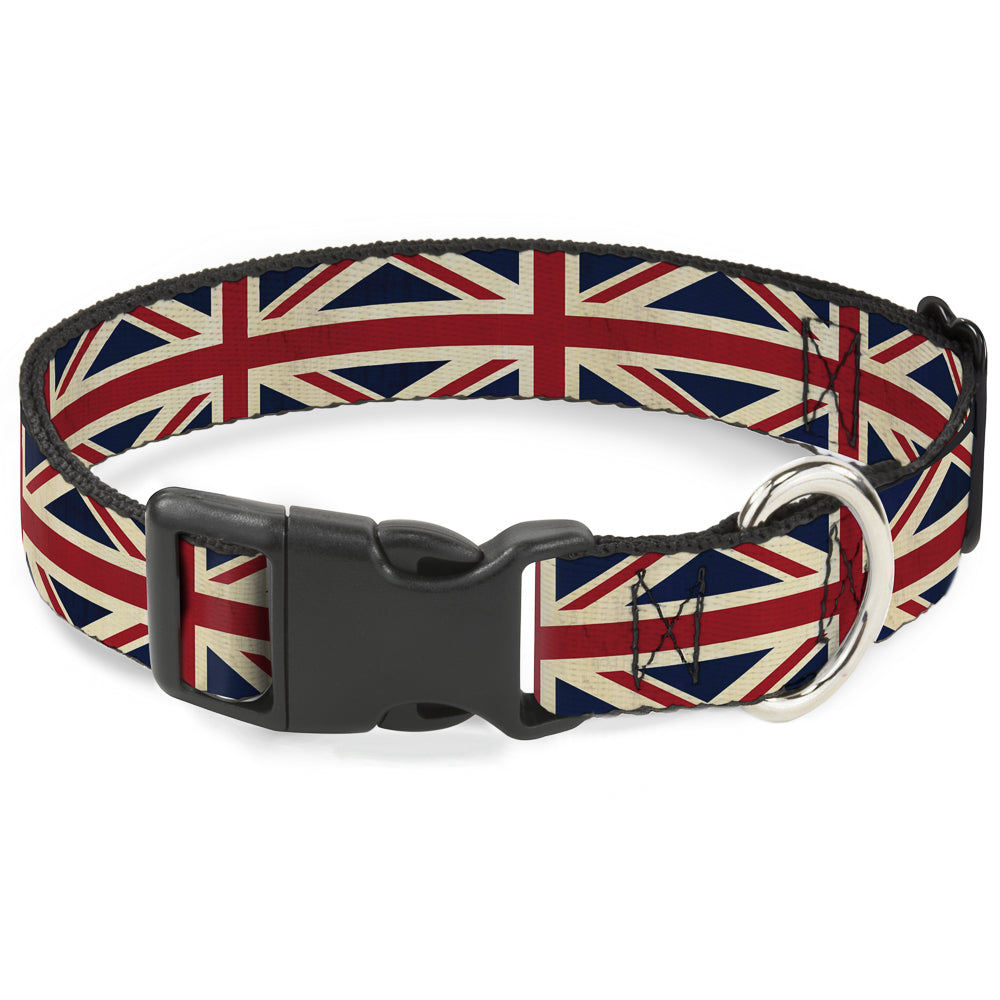 Plastic Clip Collar - Vintage United Kingdom Flags Plastic Clip Collars Buckle-Down