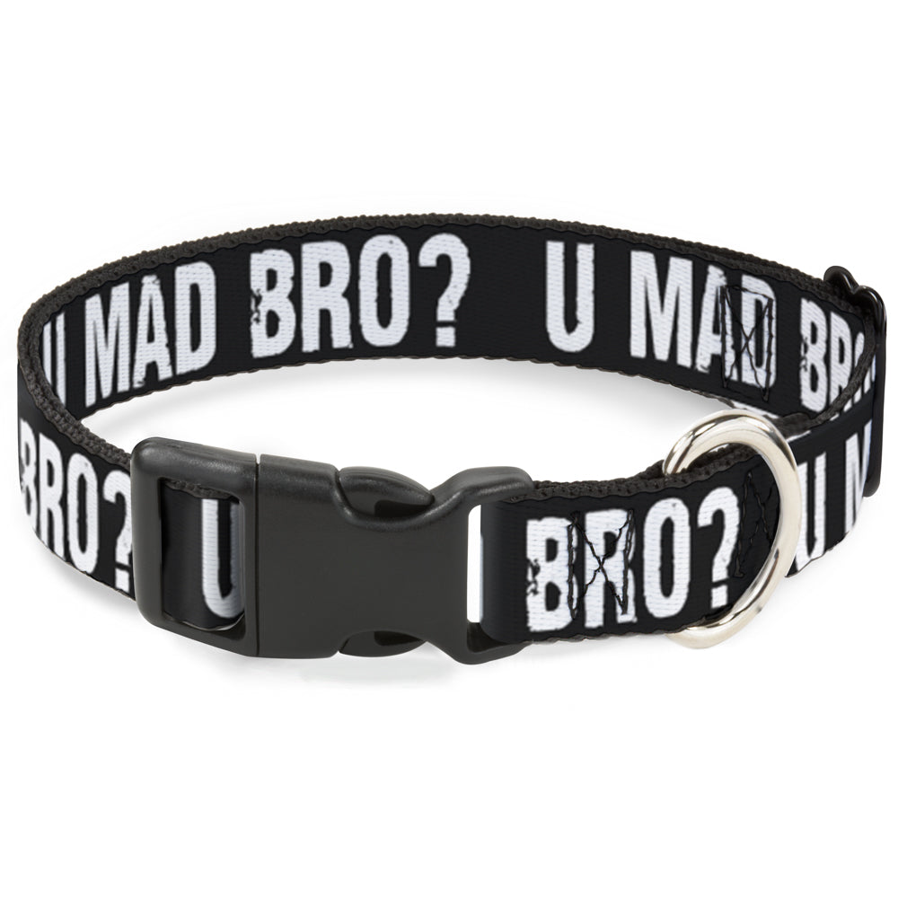 Plastic Clip Collar - U MAD BRO? Weathered Black/White Plastic Clip Collars Buckle-Down