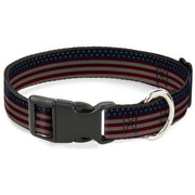 Plastic Clip Collar - United States Flag Stars & Stripes Distressed Plastic Clip Collars Buckle-Down
