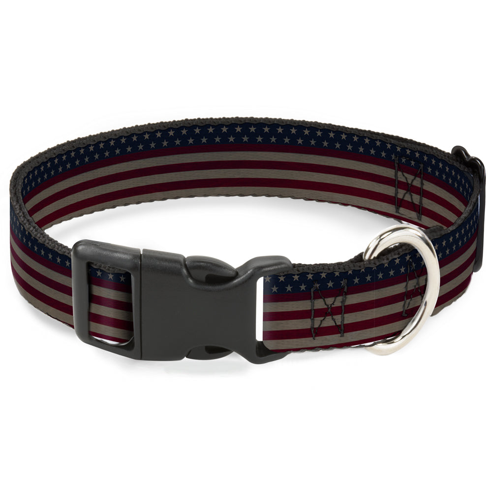 Plastic Clip Collar - United States Flag Stars & Stripes Distressed Plastic Clip Collars Buckle-Down