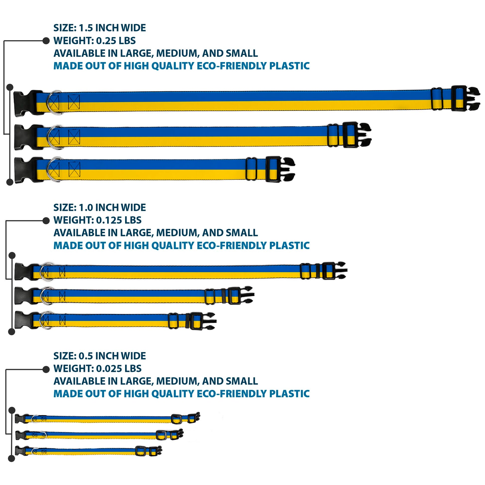 Plastic Clip Collar - Ukraine Flag Continuous Plastic Clip Collars Buckle-Down
