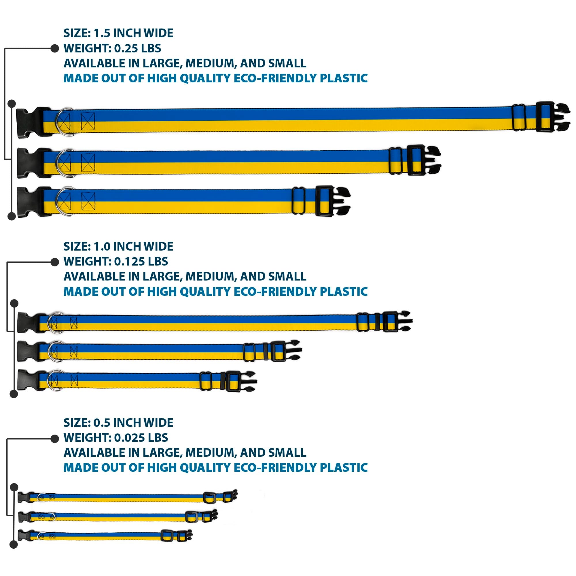 Plastic Clip Collar - Ukraine Flag Continuous Plastic Clip Collars Buckle-Down