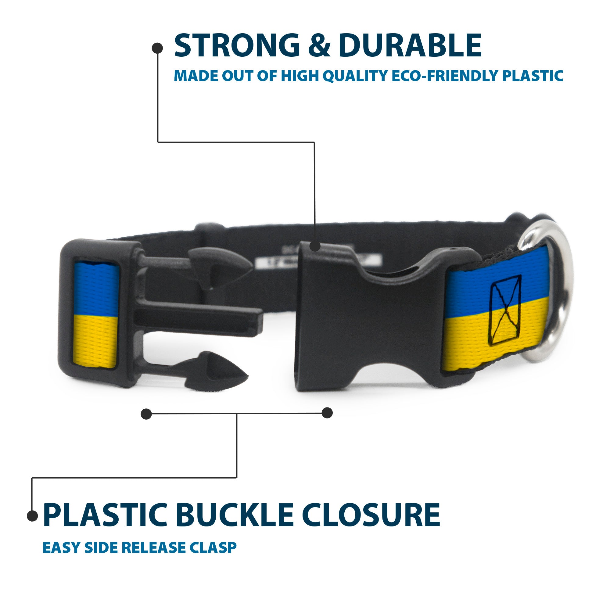 Plastic Clip Collar - Ukraine Flag Continuous Plastic Clip Collars Buckle-Down