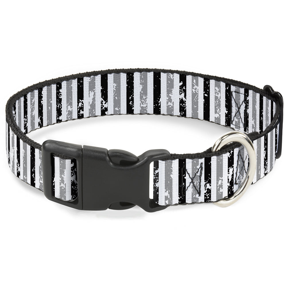 Plastic Clip Collar - Vertical Stripes White/Black/Gray Plastic Clip Collars Buckle-Down