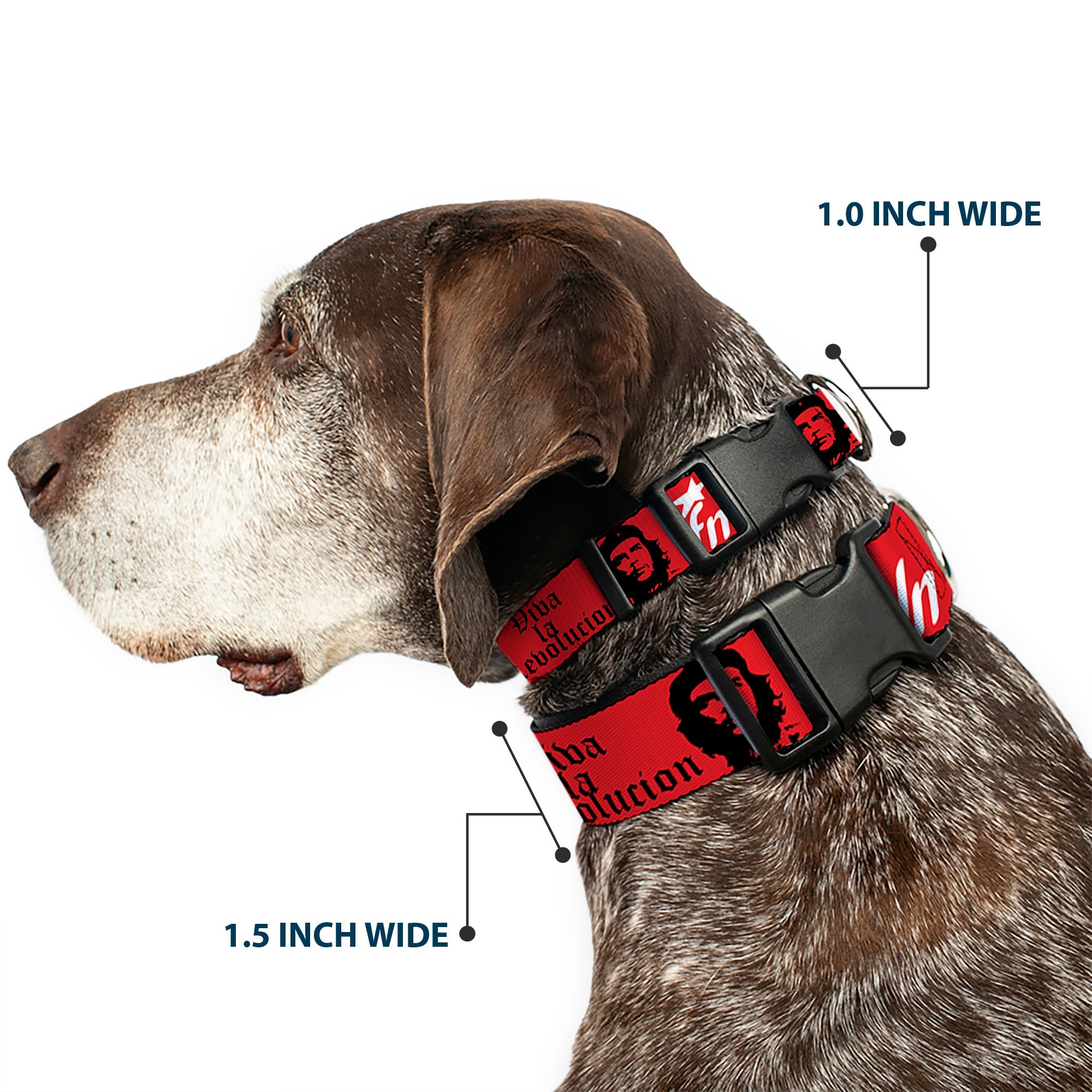 Plastic Clip Collar - VIVA LA REVOLUCION Che w/fmln Red Plastic Clip Collars Buckle-Down