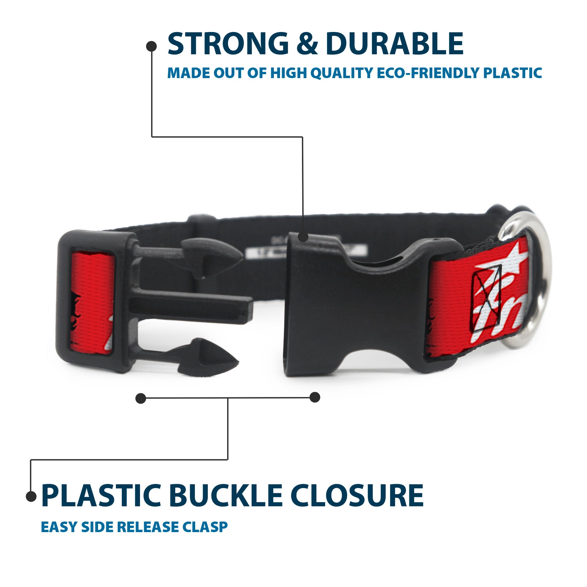 Plastic Clip Collar - VIVA LA REVOLUCION Che w/fmln Red Plastic Clip Collars Buckle-Down