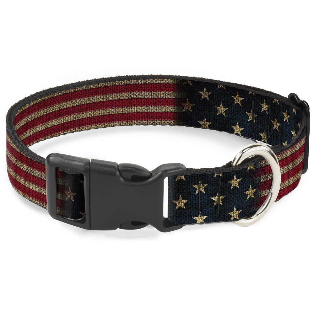 Plastic Clip Collar - Vintage US Flag Stretch Plastic Clip Collars Buckle-Down