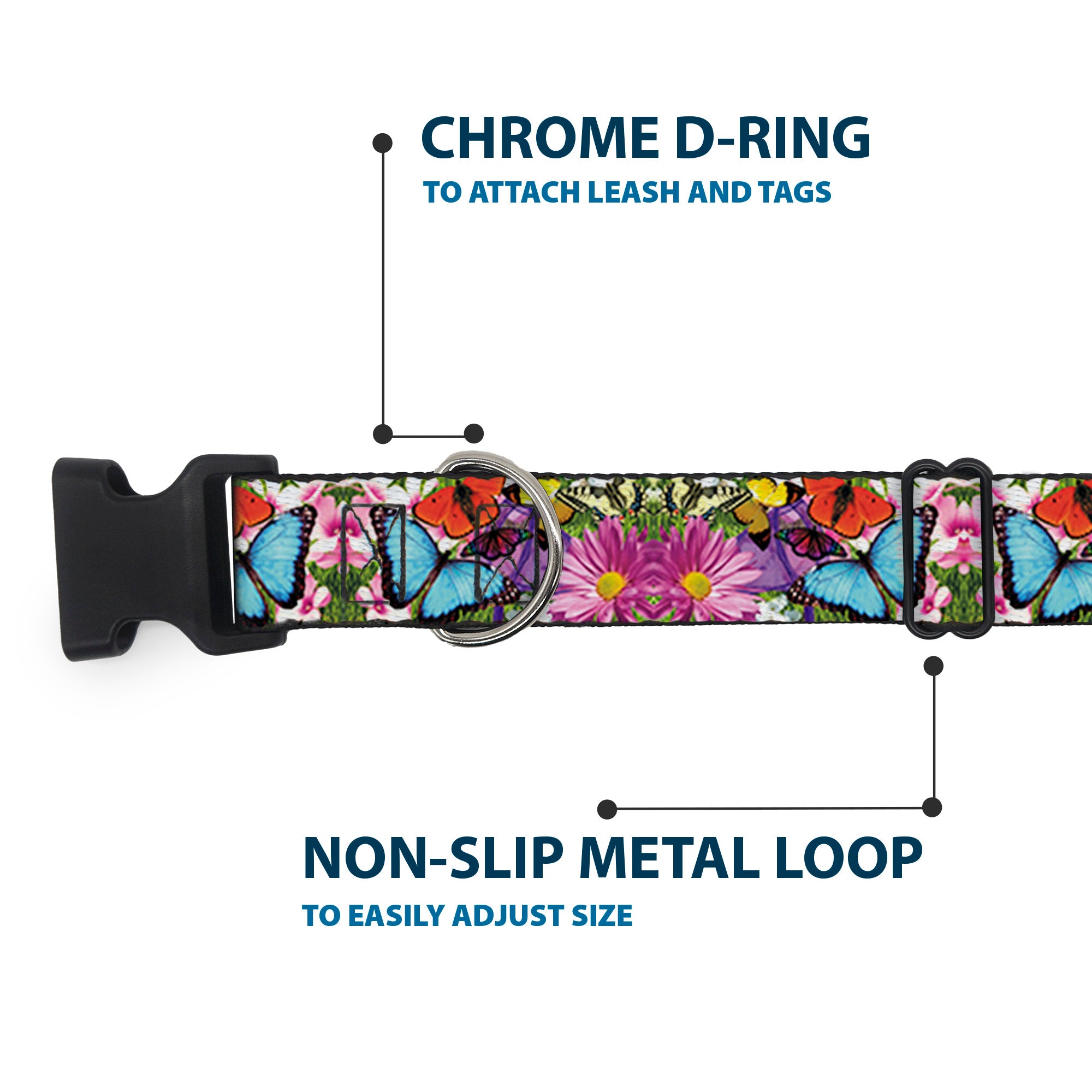 Plastic Clip Collar - Vivid Butterfly Garden Plastic Clip Collars Buckle-Down