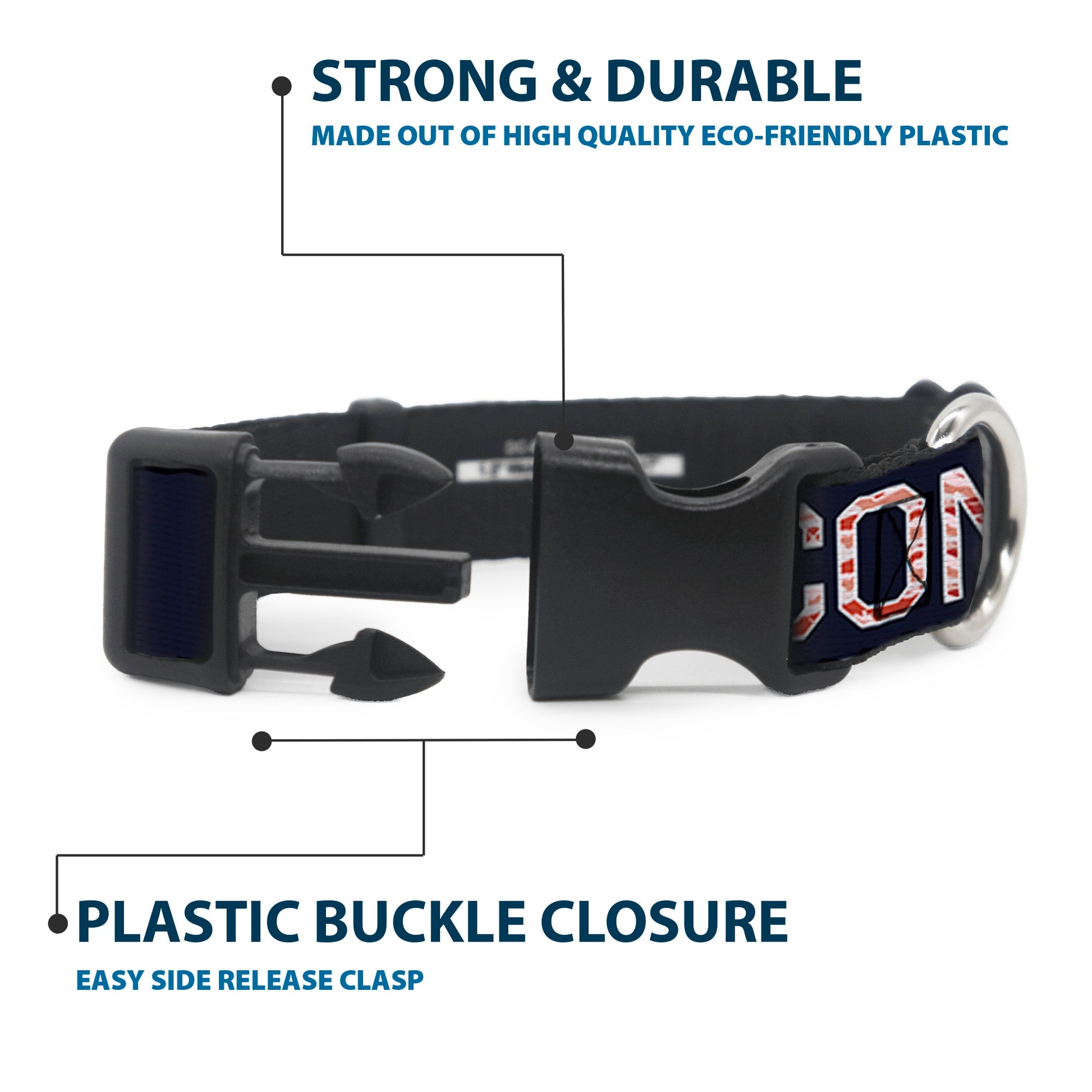 Plastic Clip Collar - VOTE FOR BACON Black/White/Bacon Plastic Clip Collars Buckle-Down