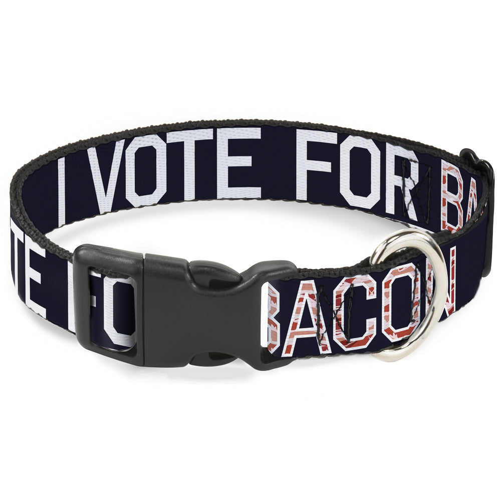 Plastic Clip Collar - VOTE FOR BACON Black/White/Bacon Plastic Clip Collars Buckle-Down