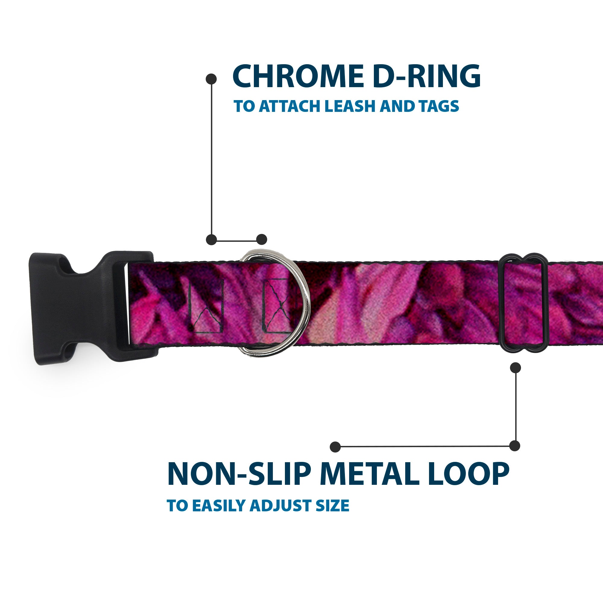 Plastic Clip Collar - Vivid Floral Collage Pinks Plastic Clip Collars Buckle-Down