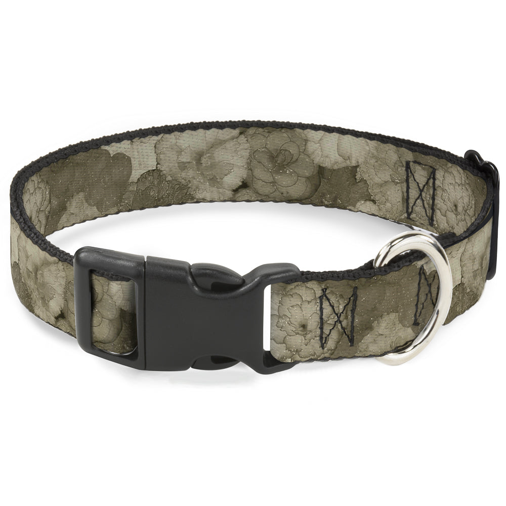 Plastic Clip Collar - Vivid Floral Collage2 Sepia Plastic Clip Collars Buckle-Down