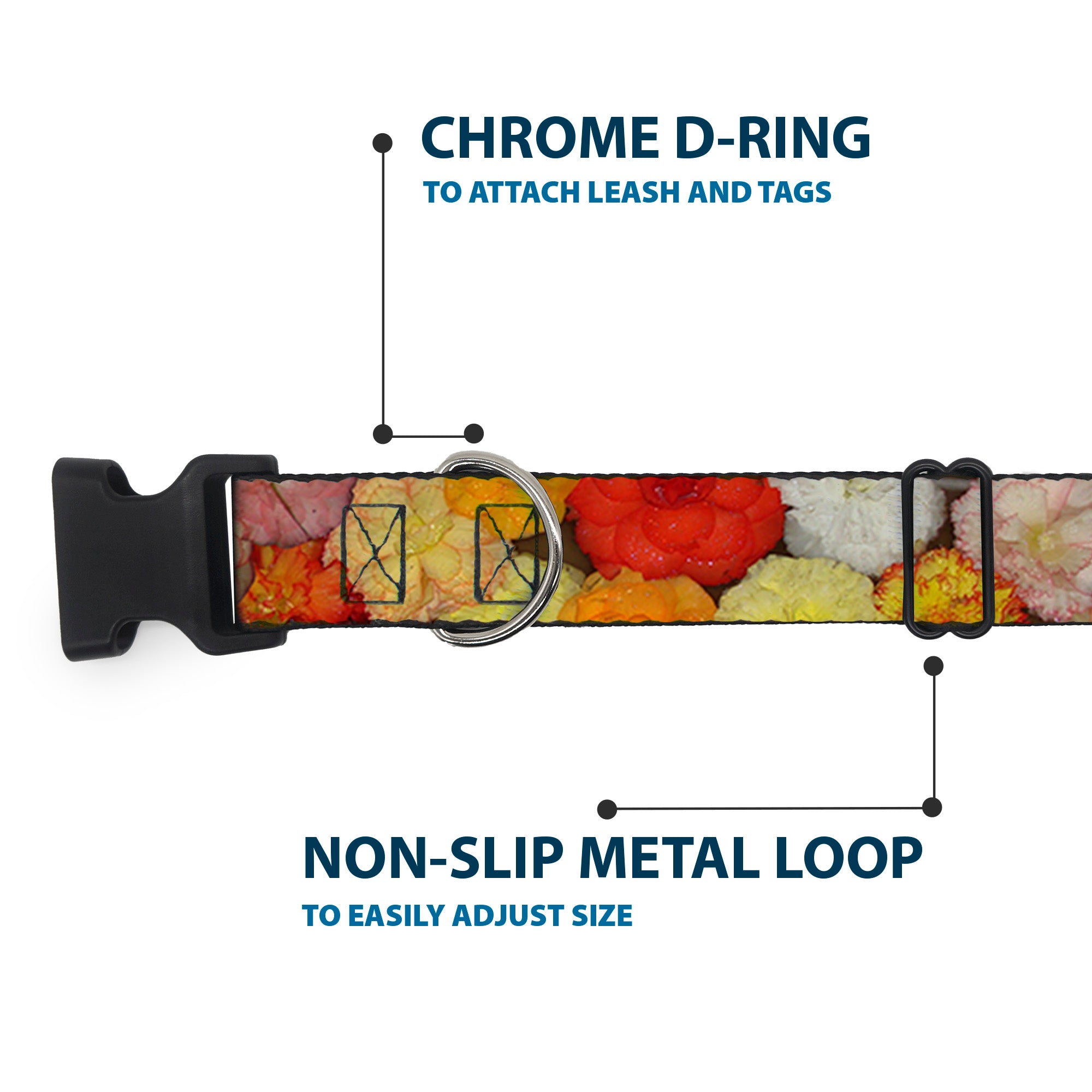 Plastic Clip Collar - Vivid Floral Collage2 Yellows/Pinks/Oranges Plastic Clip Collars Buckle-Down