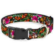 Plastic Clip Collar - Vivid Monarch Butterfly Garden Plastic Clip Collars Buckle-Down