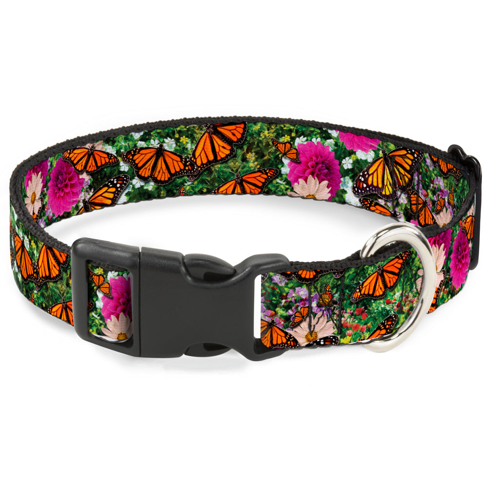 Plastic Clip Collar - Vivid Monarch Butterfly Garden Plastic Clip Collars Buckle-Down