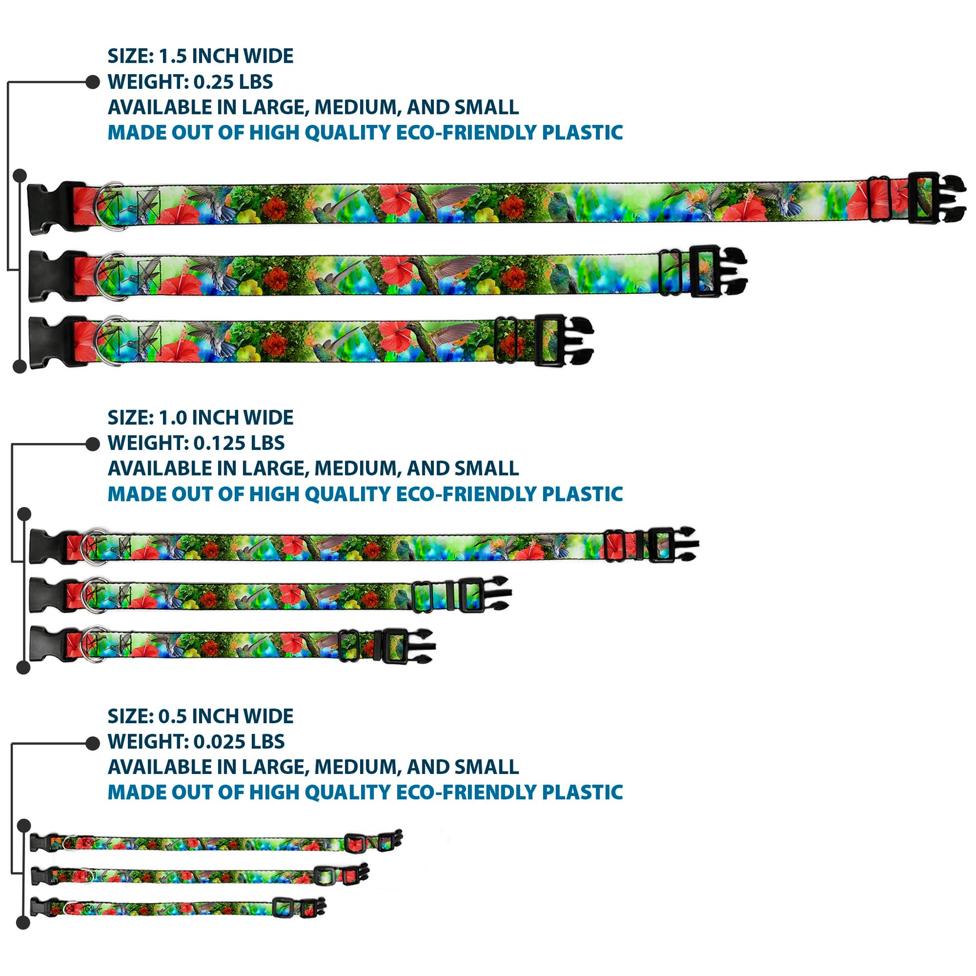 Plastic Clip Collar - Vivid Hummingbird Garden Plastic Clip Collars Buckle-Down