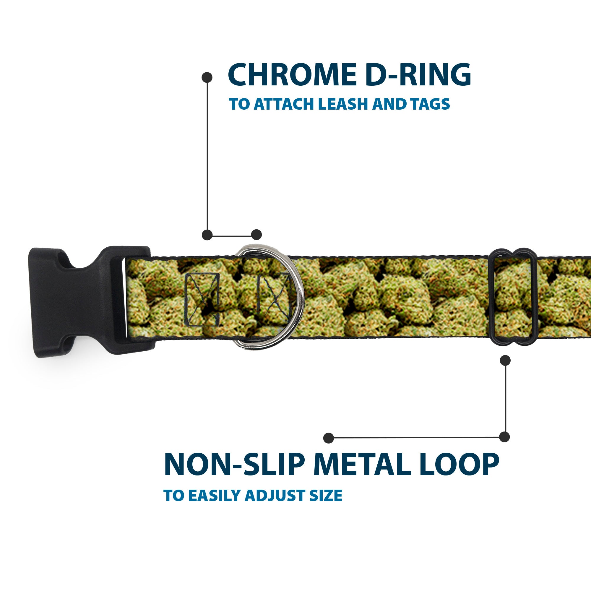 Buckle-Down Plastic Buckle Dog Collar - Vivid Marijuana Nugs2 Stacked Plastic Clip Collars Buckle-Down