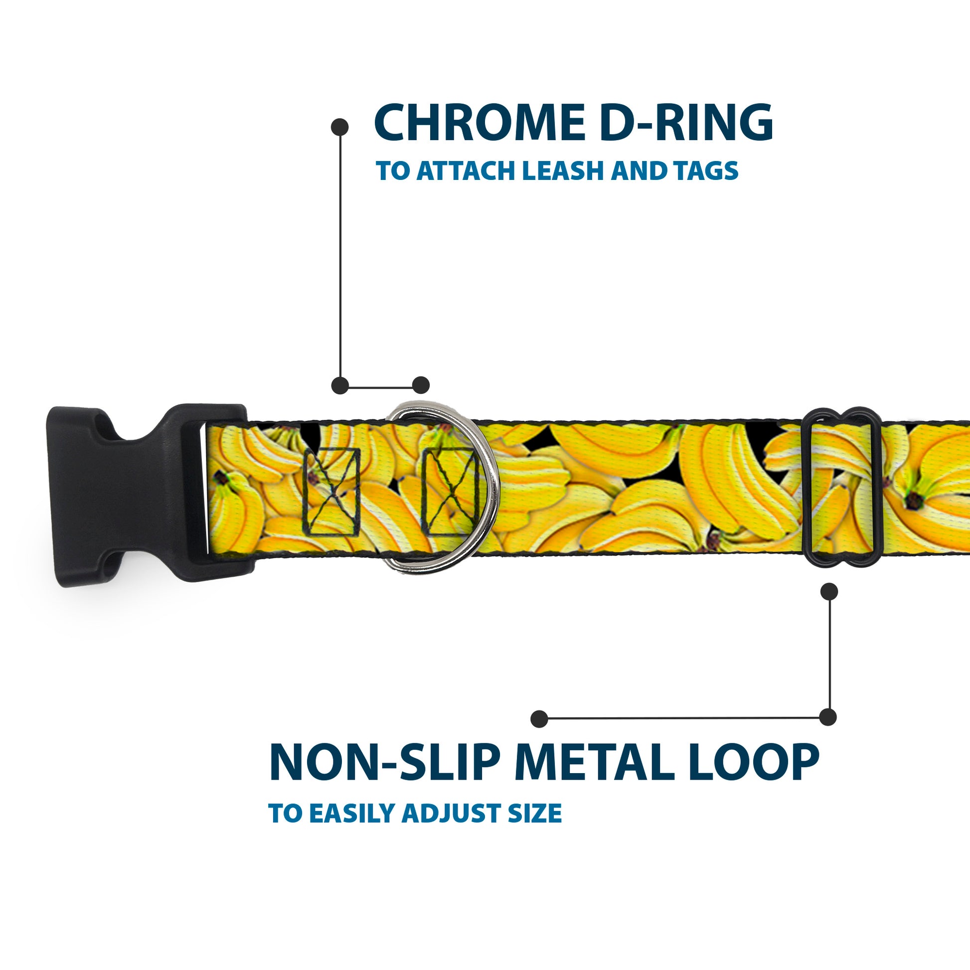 Plastic Clip Collar - Vivid Banana Bunches Stacked Plastic Clip Collars Buckle-Down
