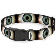 Plastic Clip Collar - Vivid Blue Eyeball Black Plastic Clip Collars Buckle-Down