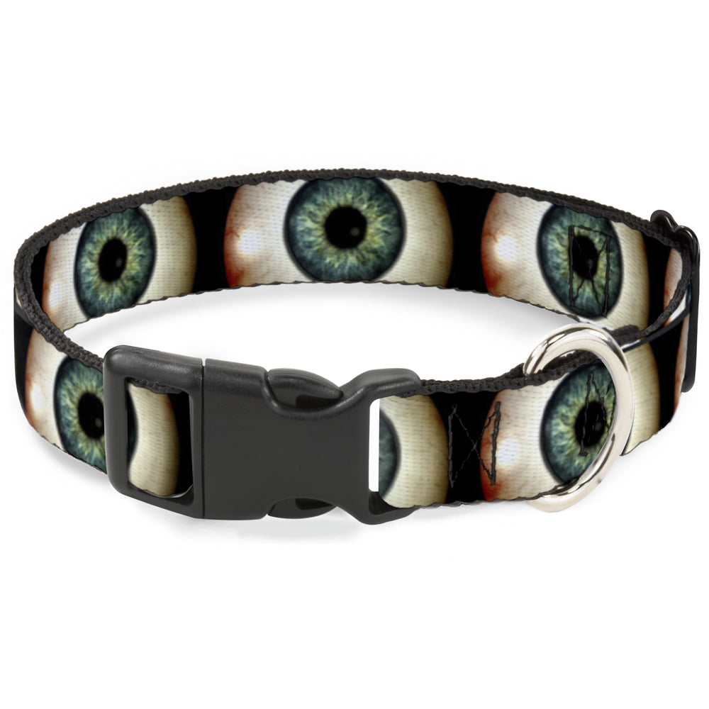 Plastic Clip Collar - Vivid Blue Eyeball Black Plastic Clip Collars Buckle-Down