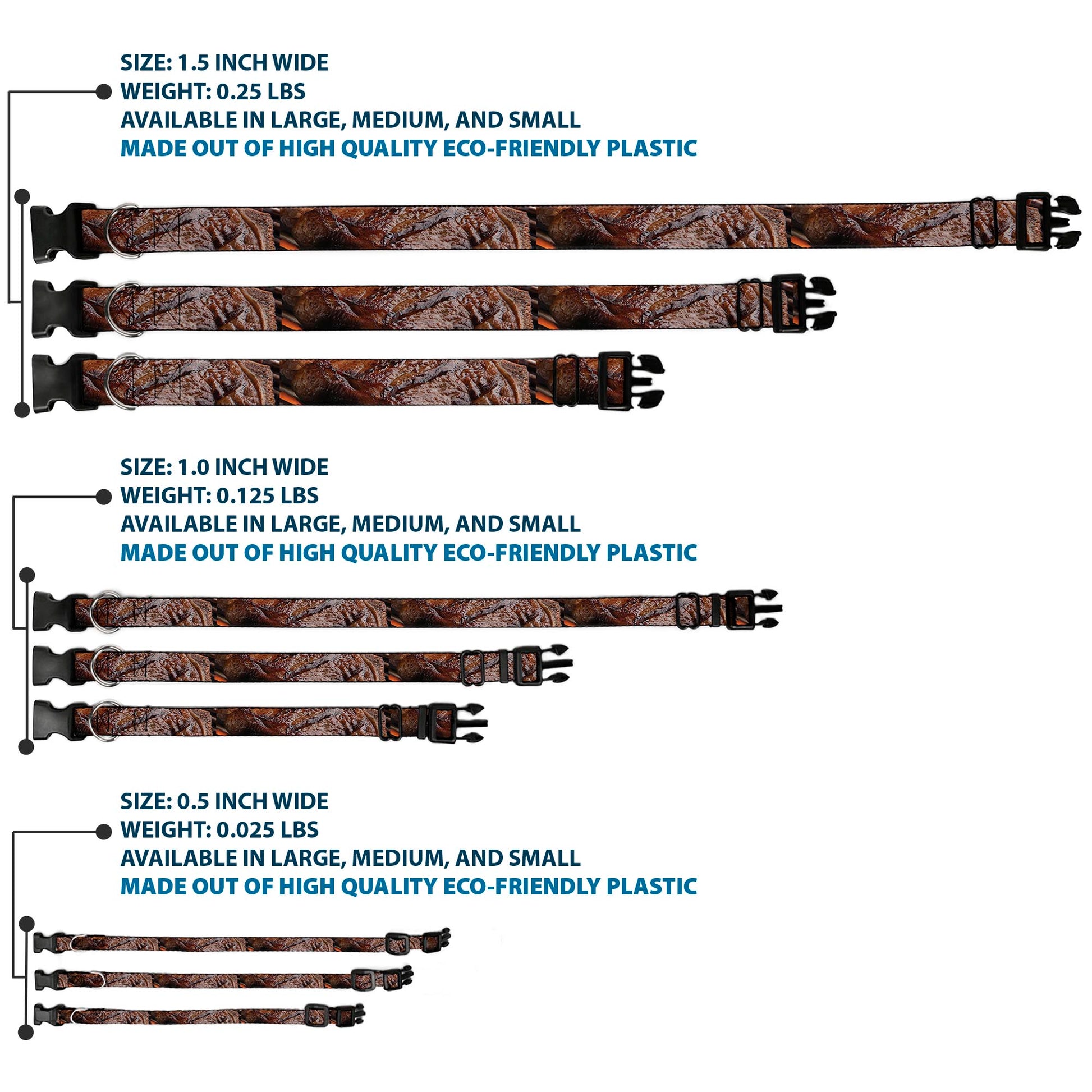 Plastic Clip Collar - Vivid Grilled Steak Plastic Clip Collars Buckle-Down