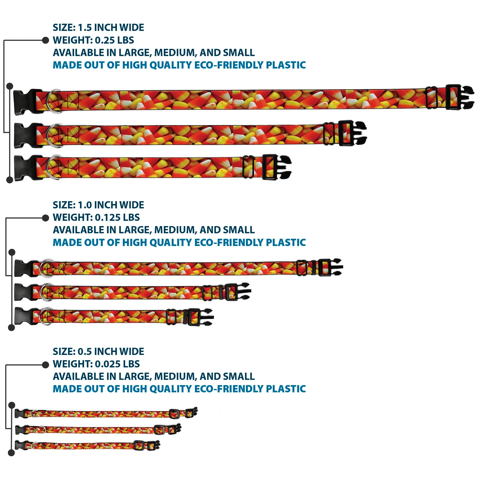 Plastic Clip Collar - Vivid Candy Corn Stacked Plastic Clip Collars Buckle-Down