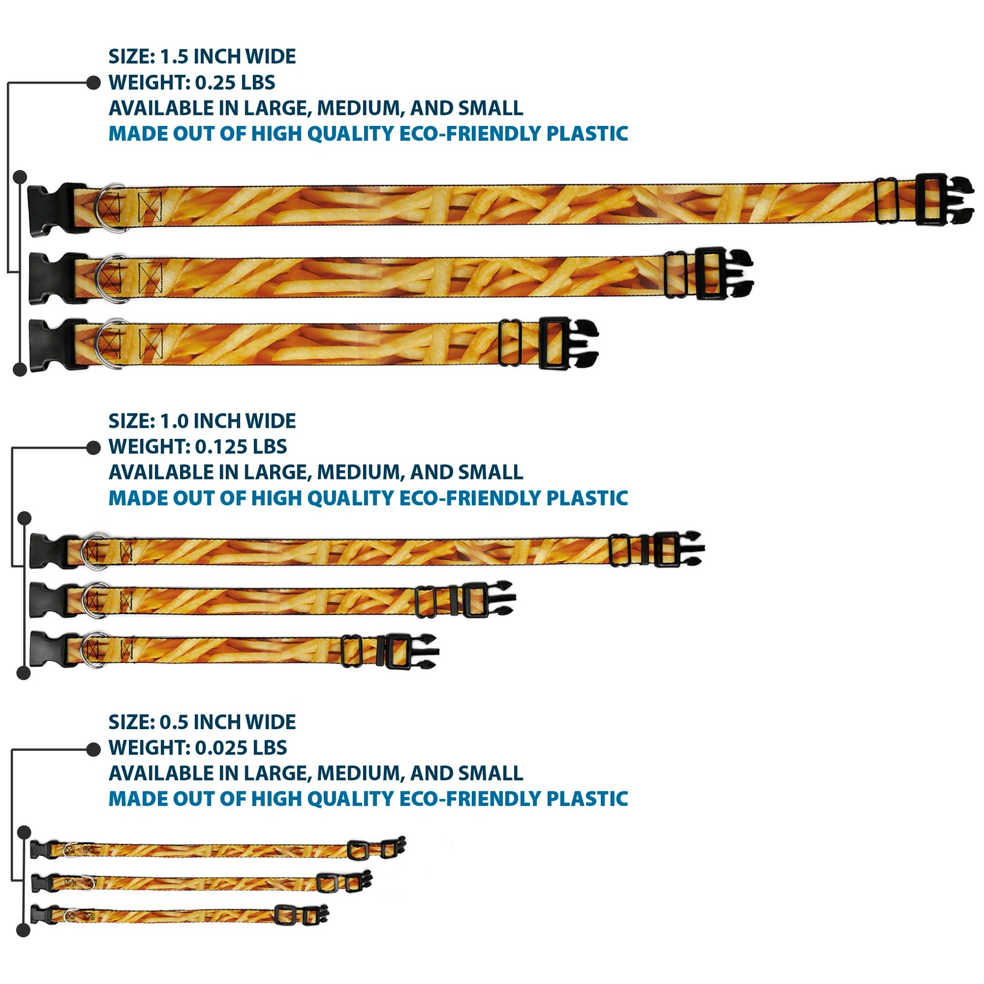 Plastic Clip Collar - Vivid French Fries Stacked Plastic Clip Collars Buckle-Down