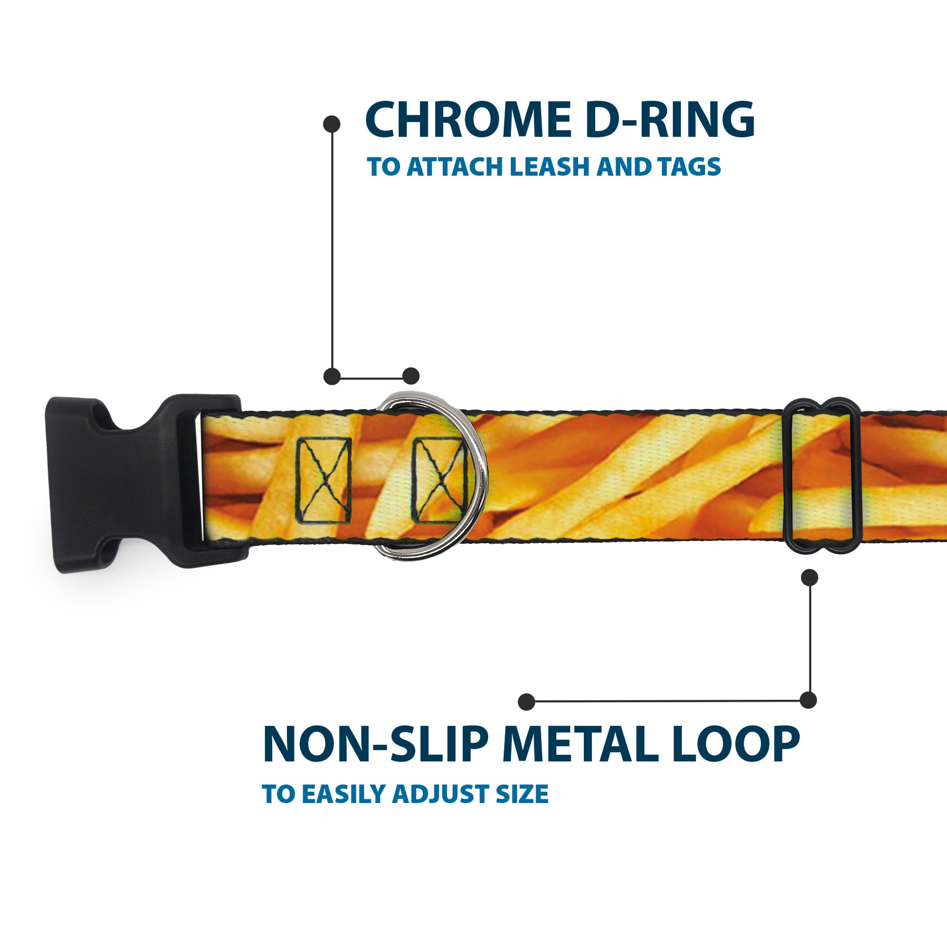 Plastic Clip Collar - Vivid French Fries Stacked Plastic Clip Collars Buckle-Down