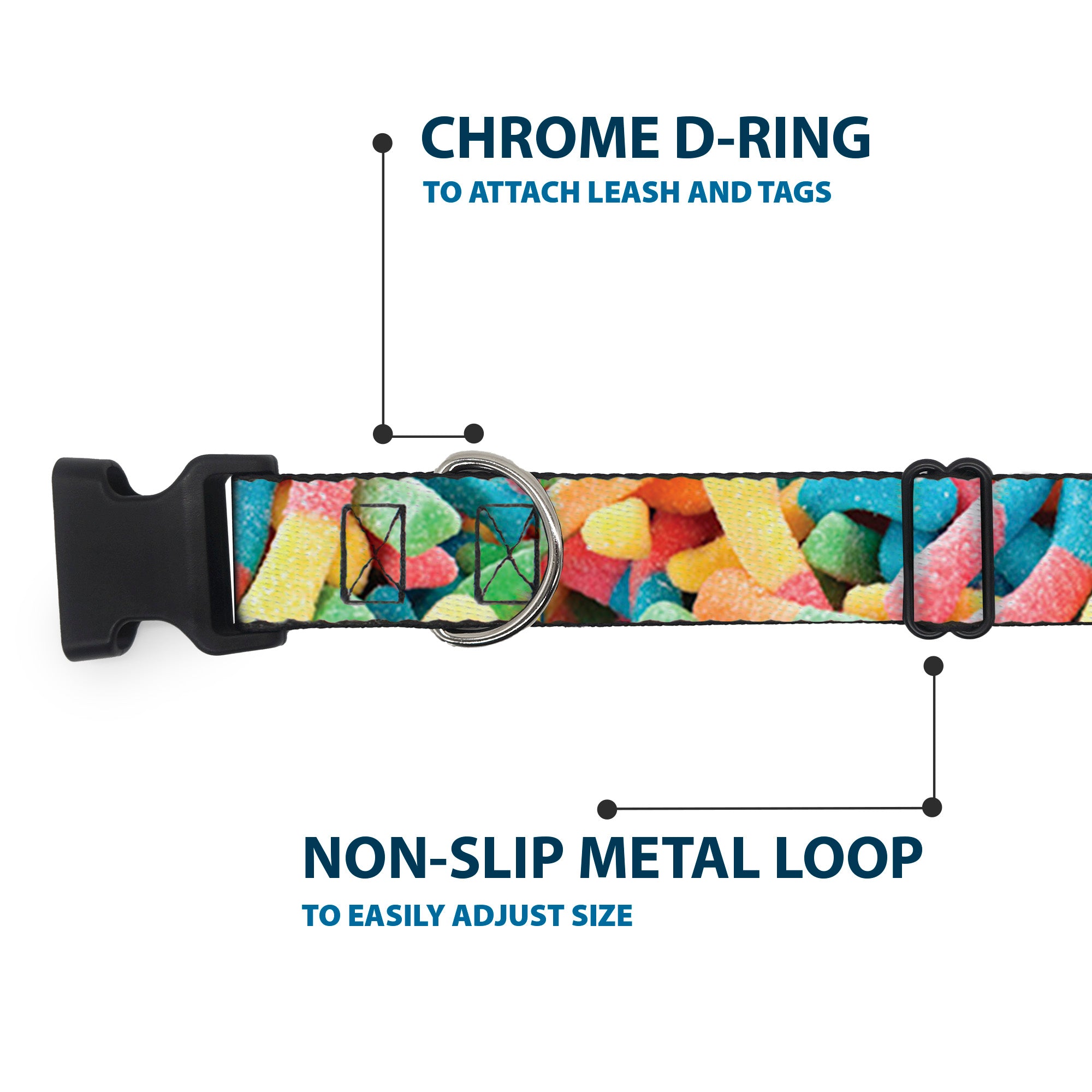 Plastic Clip Collar - Vivid Sour Worms Stacked Plastic Clip Collars Buckle-Down