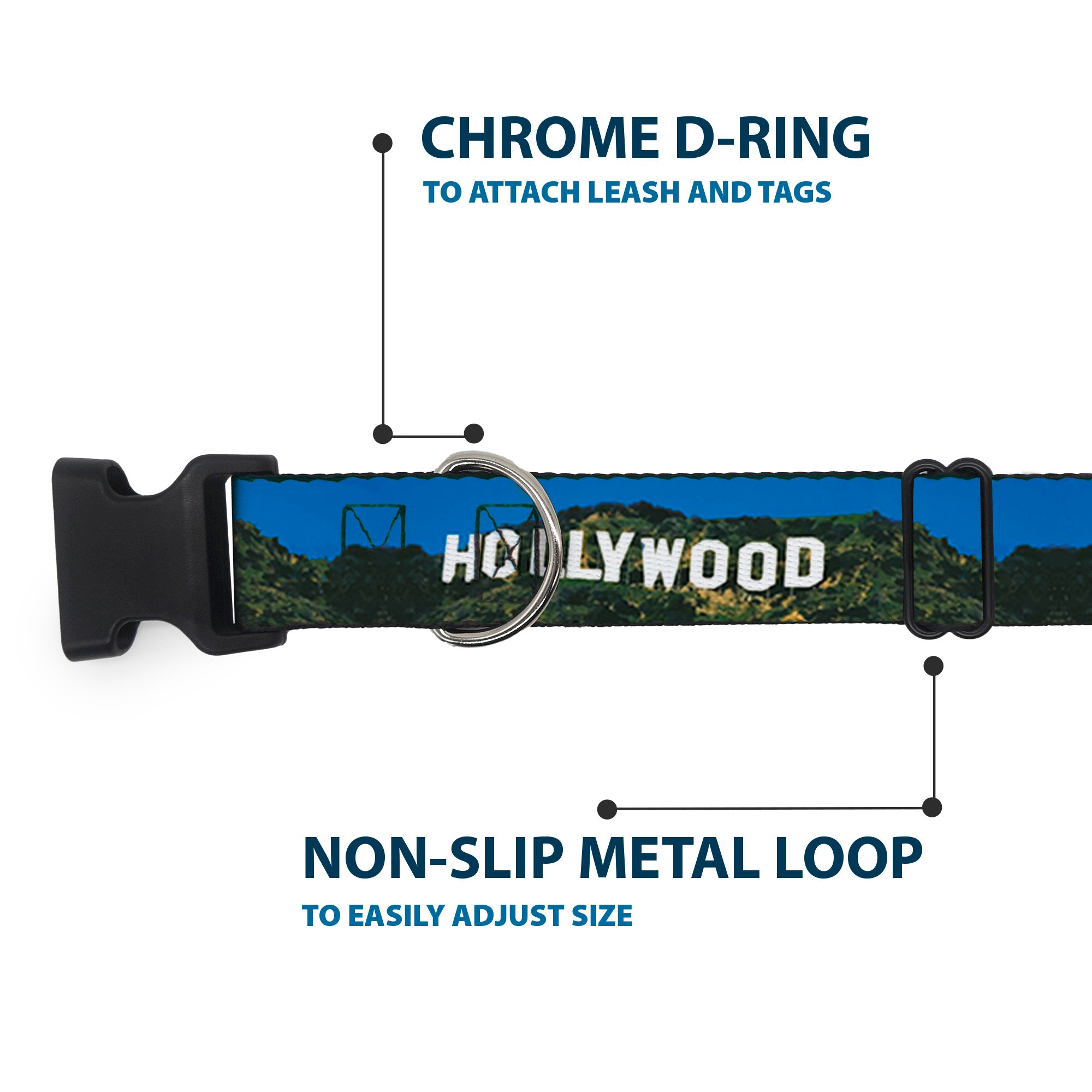 Plastic Clip Collar - Vivid HOLLYWOOD Sign Plastic Clip Collars Buckle-Down