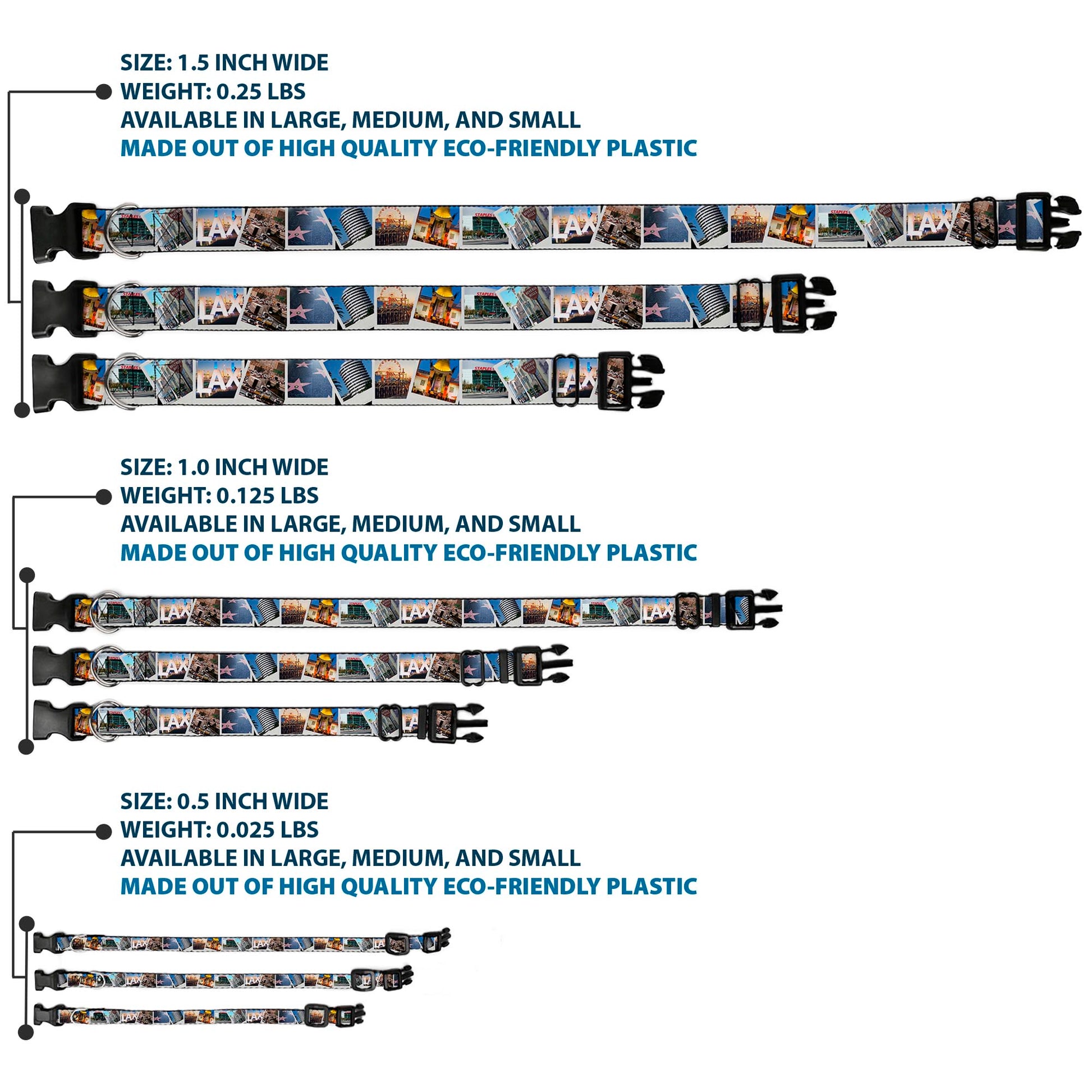 Plastic Clip Collar - Vivid Los Angeles Snapshots Stacked Plastic Clip Collars Buckle-Down