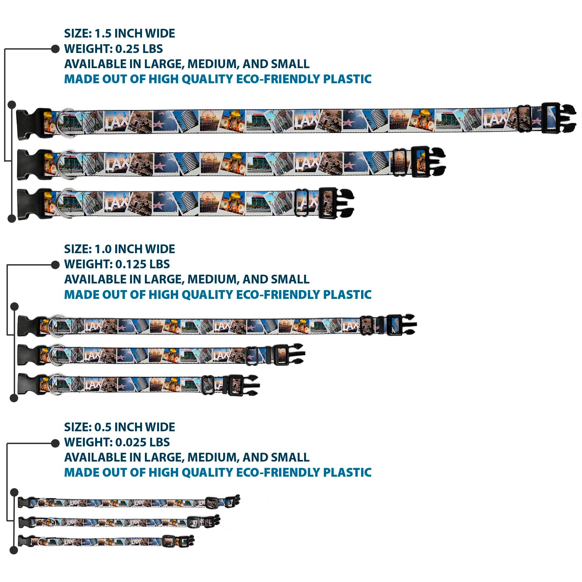 Plastic Clip Collar - Vivid Los Angeles Snapshots Stacked Plastic Clip Collars Buckle-Down